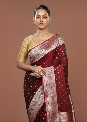Maroon Katan Silk Saree With Blouse Piece