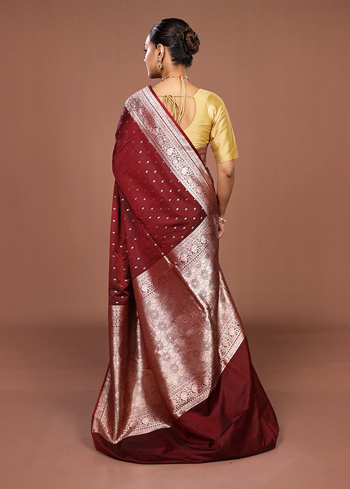 Maroon Katan Silk Saree With Blouse Piece
