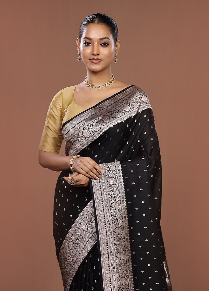 Black Katan Silk Saree With Blouse Piece