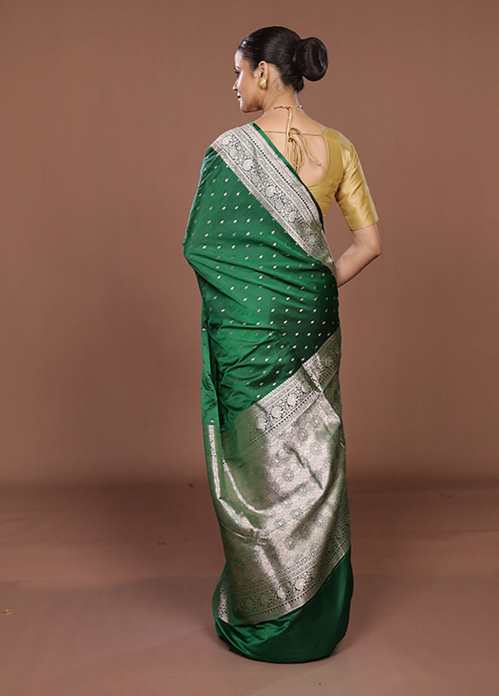 Green Katan Silk Saree With Blouse Piece