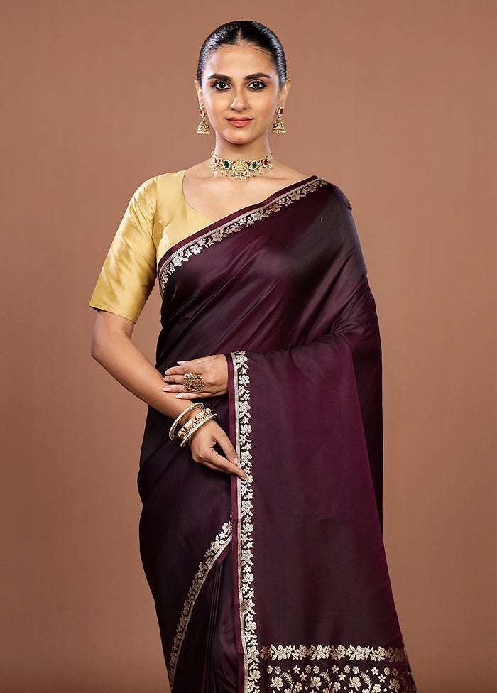 Purple Katan Silk Saree With Blouse Piece