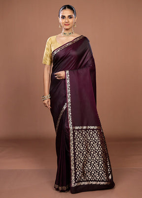 Purple Katan Silk Saree With Blouse Piece