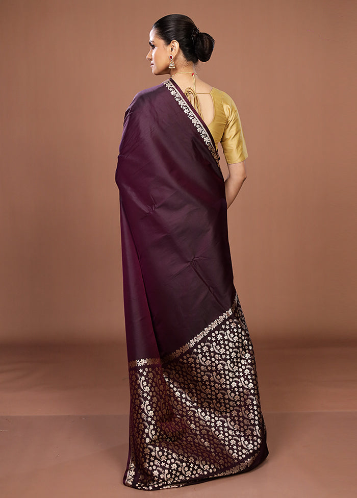 Purple Katan Silk Saree With Blouse Piece