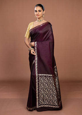 Purple Katan Silk Saree With Blouse Piece