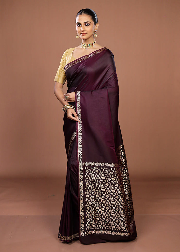 Purple Katan Silk Saree With Blouse Piece