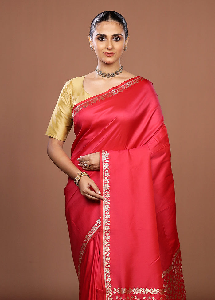 Pink Katan Silk Saree With Blouse Piece