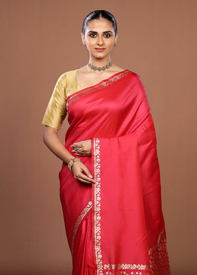 Pink Katan Silk Saree With Blouse Piece