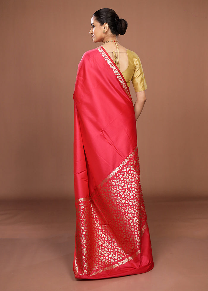 Pink Katan Silk Saree With Blouse Piece