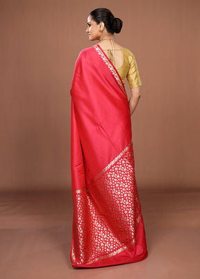 Pink Katan Silk Saree With Blouse Piece