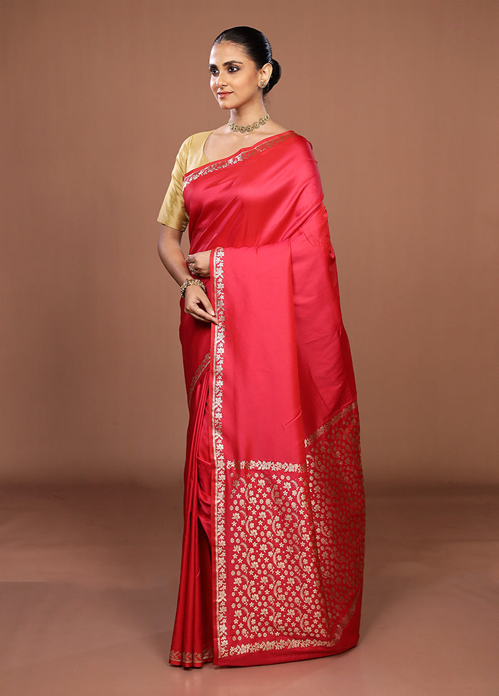 Pink Katan Silk Saree With Blouse Piece