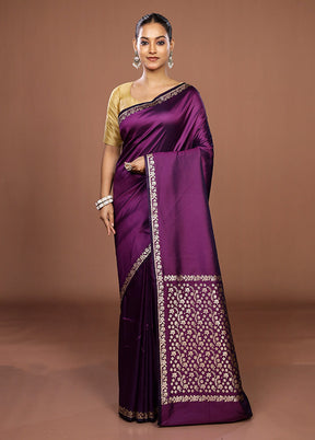 Purple Katan Silk Saree With Blouse Piece