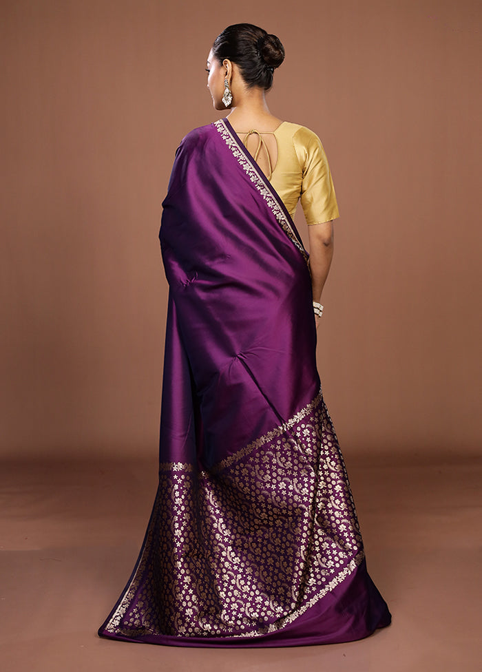 Purple Katan Silk Saree With Blouse Piece