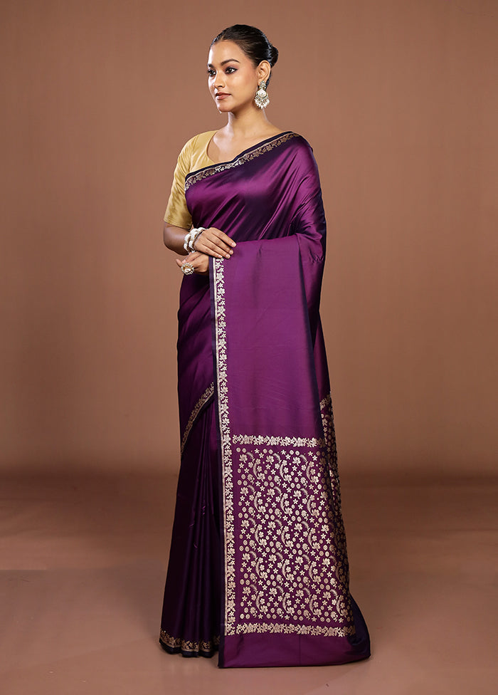 Purple Katan Silk Saree With Blouse Piece
