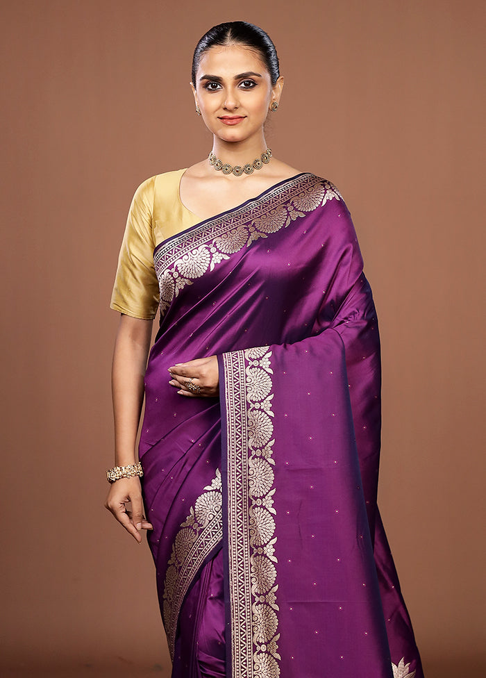 Purple Katan Silk Saree With Blouse Piece