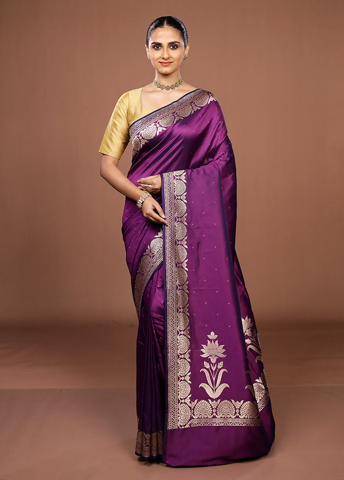 Purple Katan Silk Saree With Blouse Piece