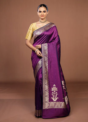 Purple Katan Silk Saree With Blouse Piece