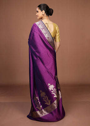 Purple Katan Silk Saree With Blouse Piece