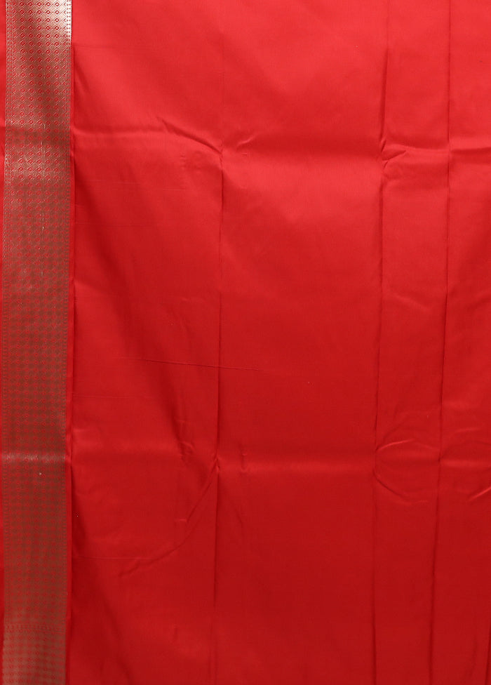 Red Katan Silk Saree With Blouse Piece