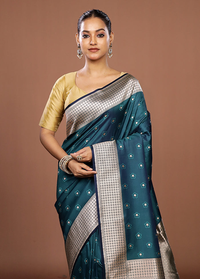 Green Katan Silk Saree With Blouse Piece
