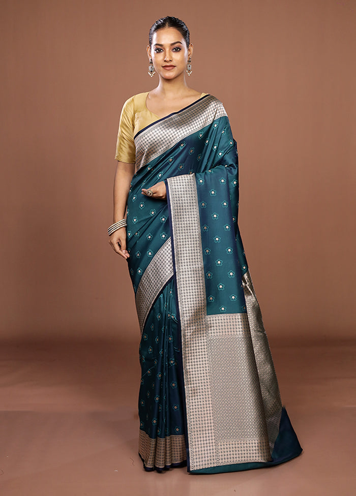 Green Katan Silk Saree With Blouse Piece