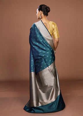 Green Katan Silk Saree With Blouse Piece