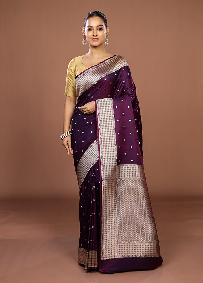 Purple Katan Silk Saree With Blouse Piece