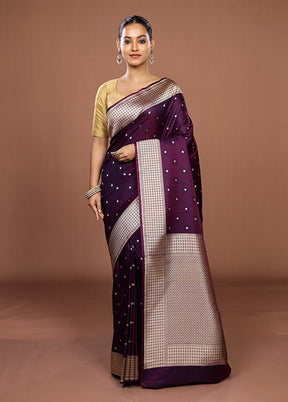 Purple Katan Silk Saree With Blouse Piece