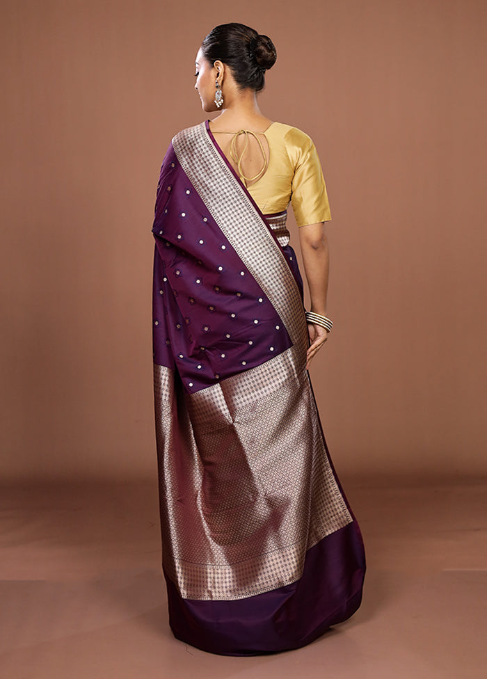 Purple Katan Silk Saree With Blouse Piece