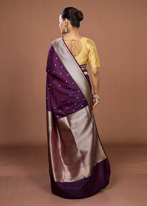 Purple Katan Silk Saree With Blouse Piece