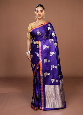 Purple Katan Silk Saree With Blouse Piece