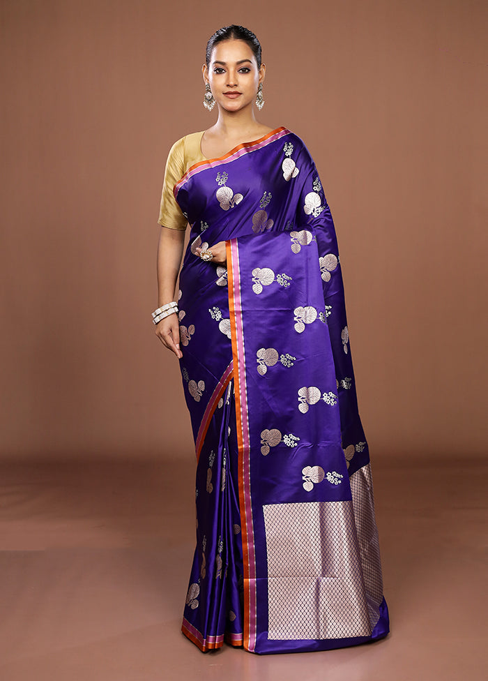 Purple Katan Silk Saree With Blouse Piece