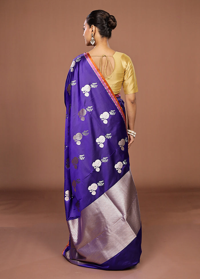 Purple Katan Silk Saree With Blouse Piece
