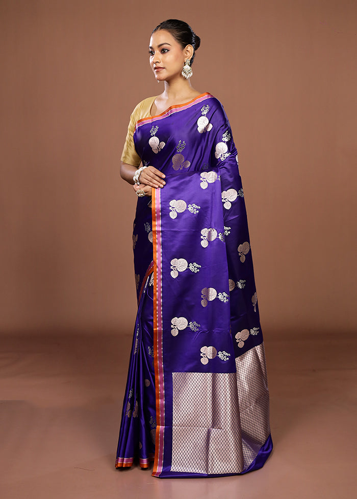Purple Katan Silk Saree With Blouse Piece