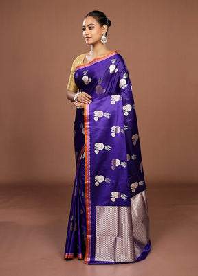 Purple Katan Silk Saree With Blouse Piece