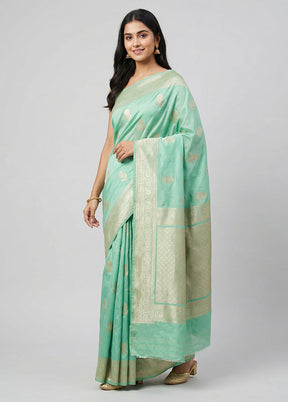 Green Katan Silk Saree With Blouse Piece
