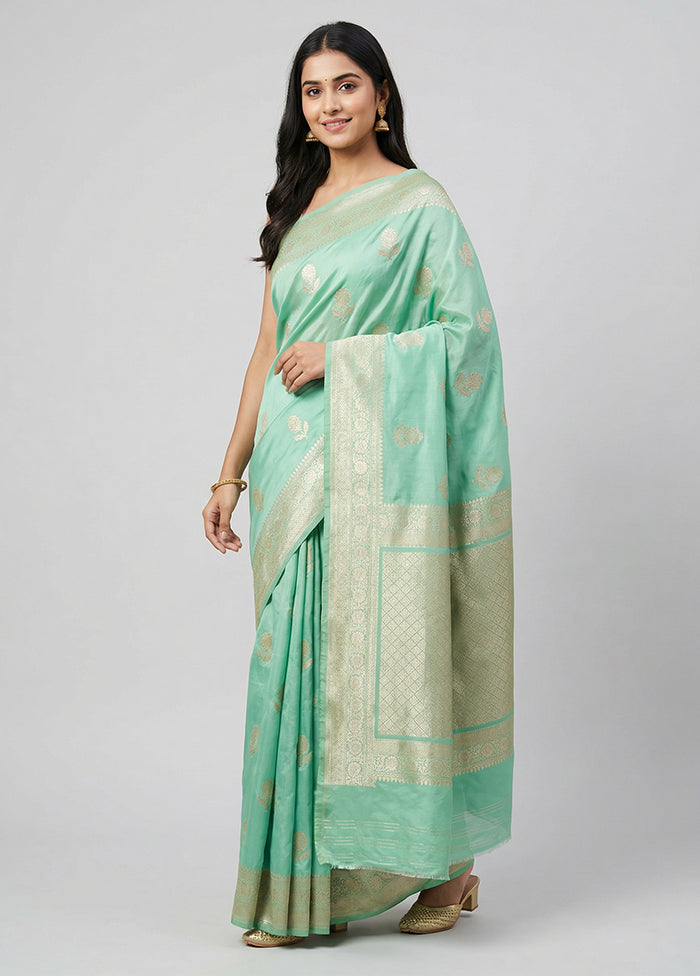 Green Katan Silk Saree With Blouse Piece