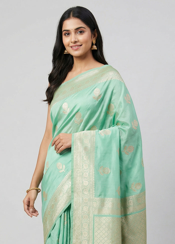 Green Katan Silk Saree With Blouse Piece