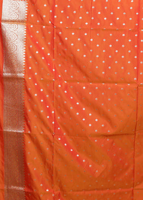 Orange Katan Silk Saree With Blouse Piece