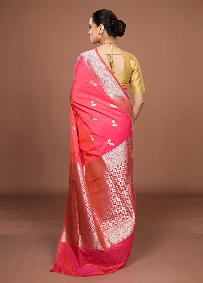 Pink Katan Silk Saree With Blouse Piece