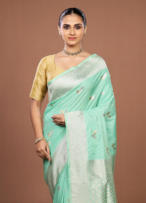 Green Katan Silk Saree With Blouse Piece
