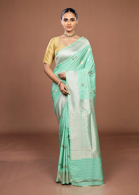 Green Katan Silk Saree With Blouse Piece