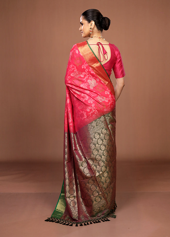 Pink Dupion Silk Saree With Blouse Piece