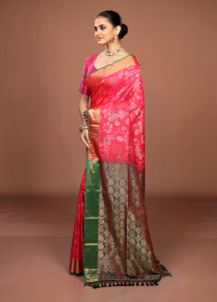 Pink Dupion Silk Saree With Blouse Piece
