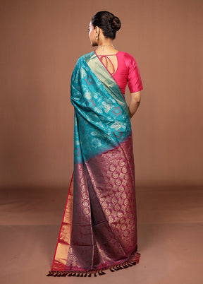Purple Dupion Silk Saree With Blouse Piece