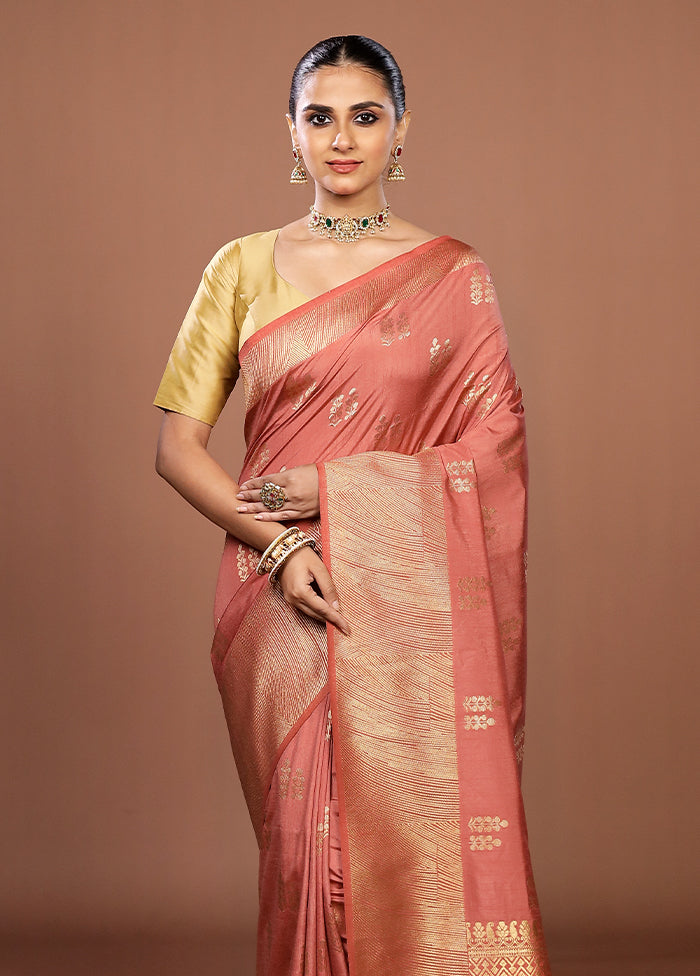 Pink Dupion Silk Saree With Blouse Piece