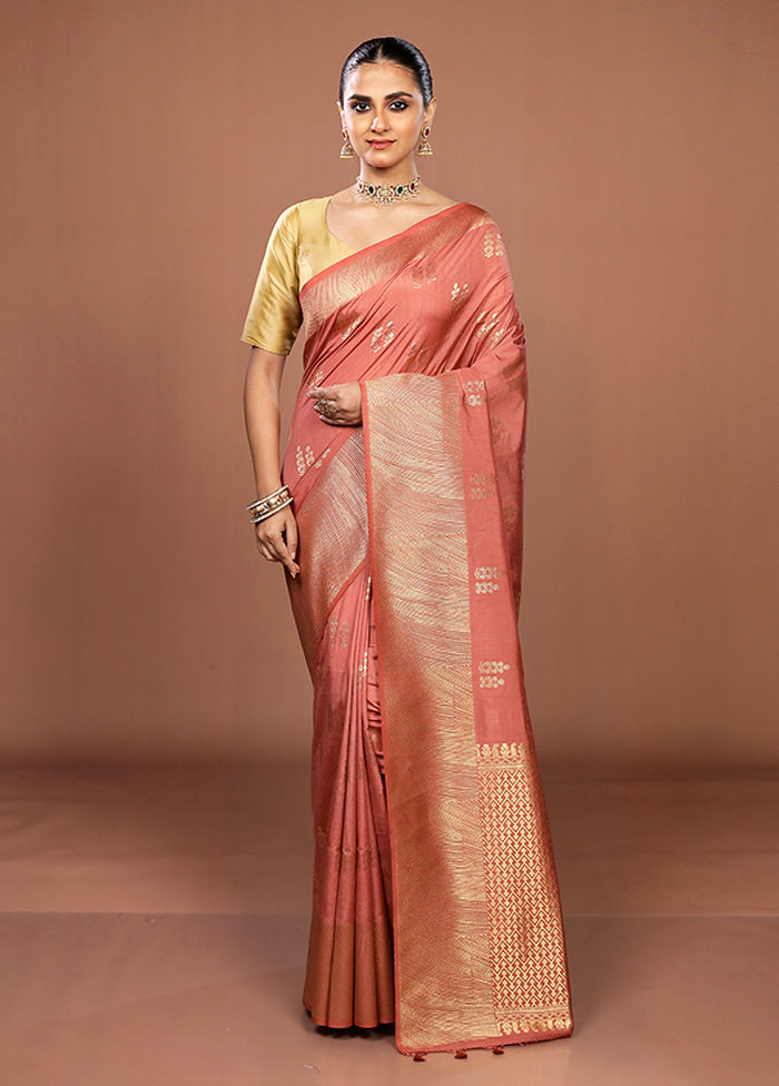 Pink Dupion Silk Saree With Blouse Piece