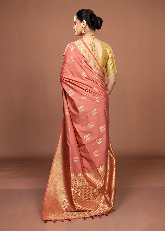 Pink Dupion Silk Saree With Blouse Piece