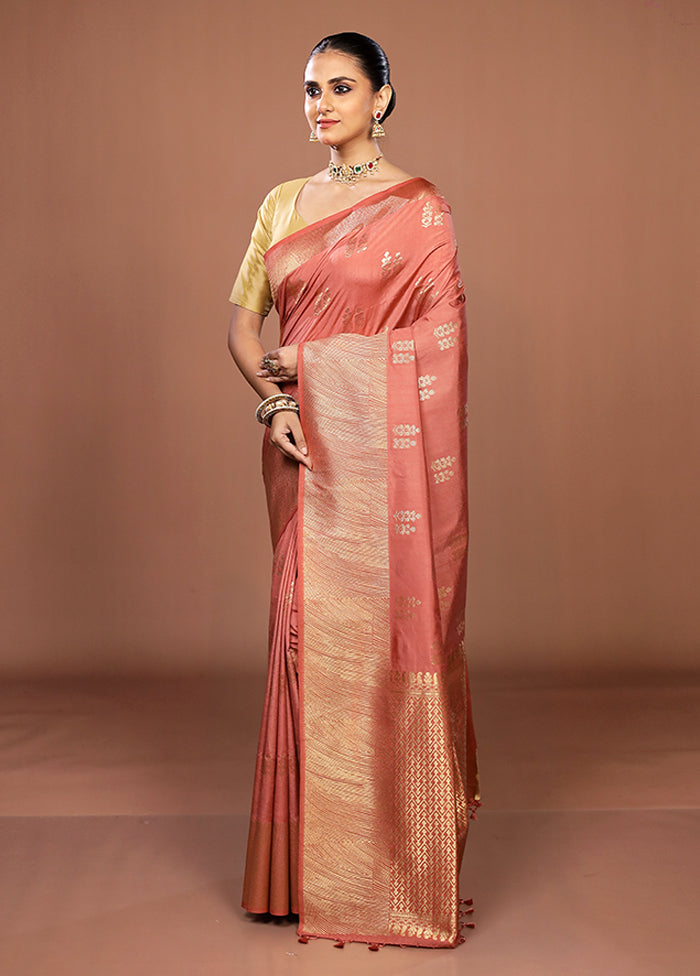 Pink Dupion Silk Saree With Blouse Piece