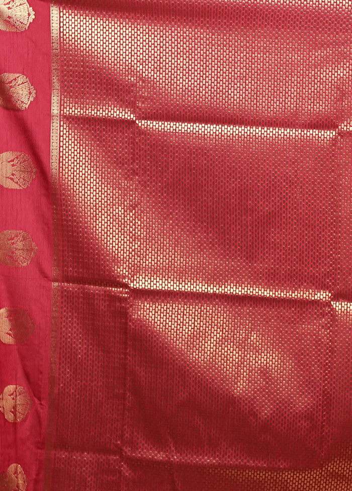 Maroon Dupion Silk Saree With Blouse Piece