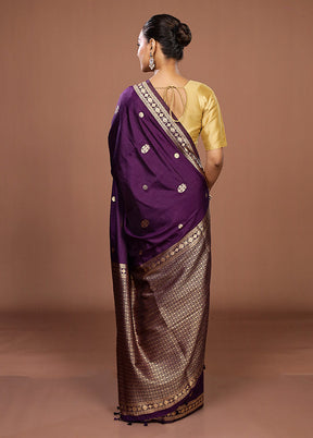 Purple Dupion Silk Saree With Blouse Piece